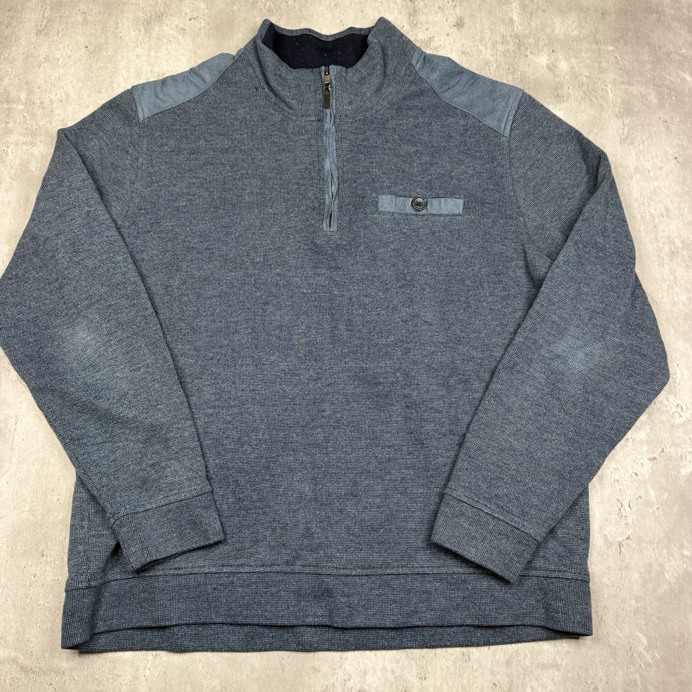Ted Baker Mens Navy Long Sleeve Quarter Zip Pullover Sweatshirt Size S Sweater